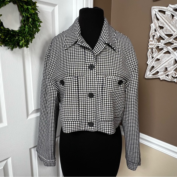 ⭐️ Truth by Republic Cropped Houndstooth Jacket Size 10 - Picture 6 of 15